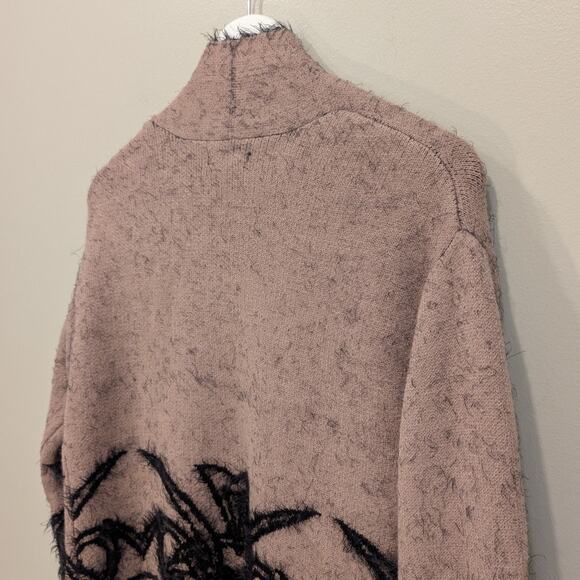 Renuar Cardigan Sweater Open Front Mauve/Black Design Casual Travel - Size S - Picture 4 of 8